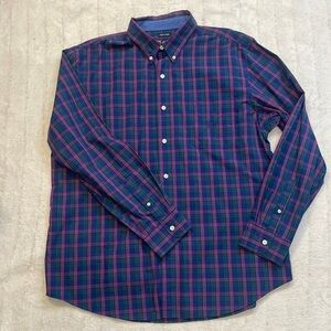 CHAPS Men Pink, Blue, green Plaid Button Down Long Sleeve Size XL